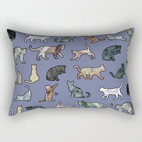 Cats shaped Marble - Violet Blue Rectangular Pillow