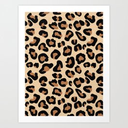 Leopard Print, Black, Brown, Rust and Tan Art Print