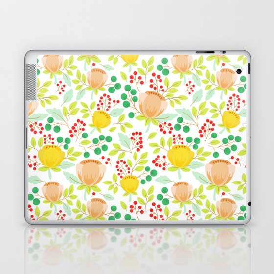 Blush Peach Spring Floral Meadow Laptop & iPad Skin