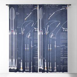 SpaceX Falcon Heavy Spacecraft NASA Rocket Blueprint in High Resolution (dark blue) Blackout Curtain