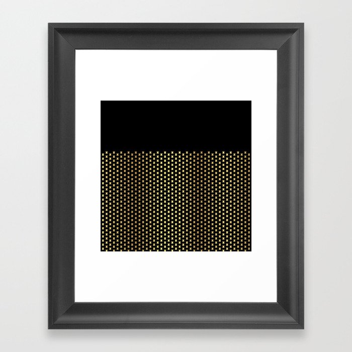 Elegant Black & Gold Studded Pattern Framed Art Print