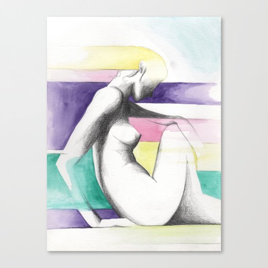 pensive rainbow woman Canvas Print