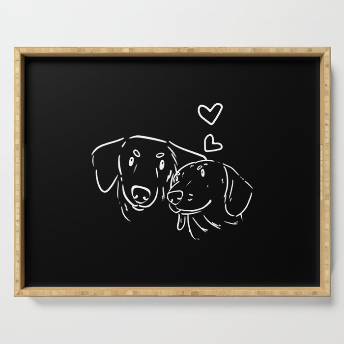 Dachshund Couple Drawing Hoodie Dachshund Lovers Serving Tray
