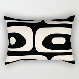 Mid Century Modern Piquet Abstract Pattern in Black and Almond Cream Rectangular Pillow