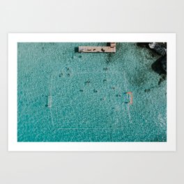 Aerial photo of an Waterpolo field in the sea | Curaçao, Caribbean (Antilles) Art Print