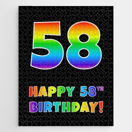 [ Thumbnail: HAPPY 58TH BIRTHDAY - Multicolored Rainbow Spectrum Gradient Jigsaw Puzzle ]