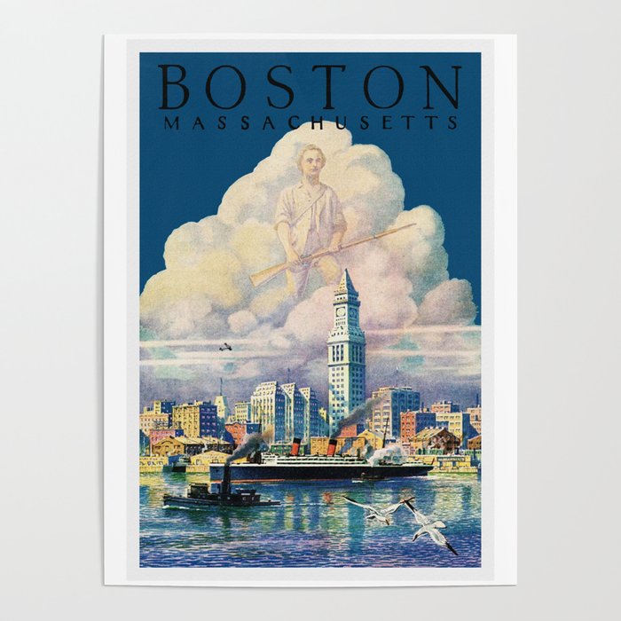Vintage Boston Massachusetts Travel Poster