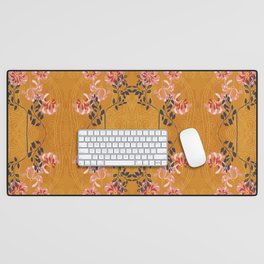 Art Nouveau floral pattern with lines – Honey Desk Mat