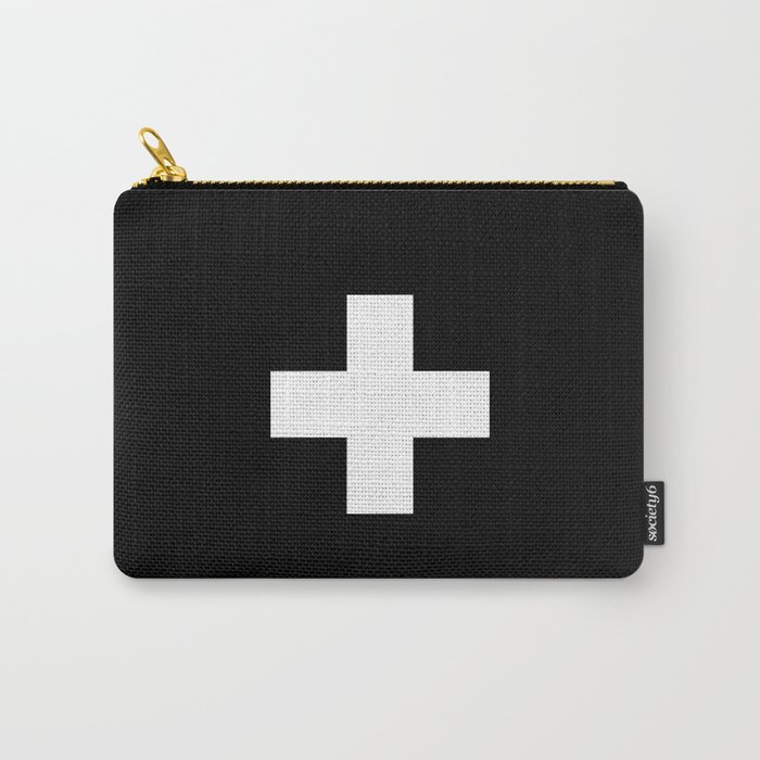 Swiss Cross Black and White Scandinavian Design for minimalism home room wall decor art apartment Carry-All Pouch