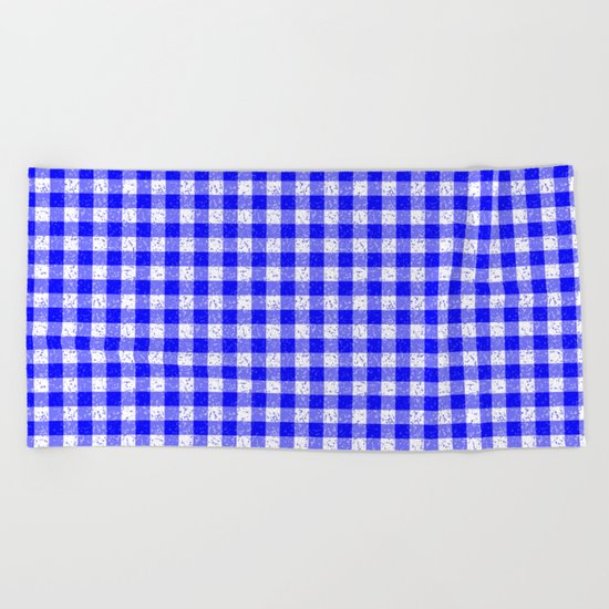 Gingham Blue and White Pattern Beach Towel