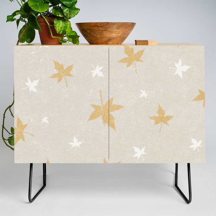 Gold White Autumn Leaves On Silver Elegant Collection Credenza