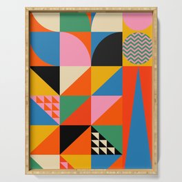 Geometric abstraction in colorful shapes   Serving Tray