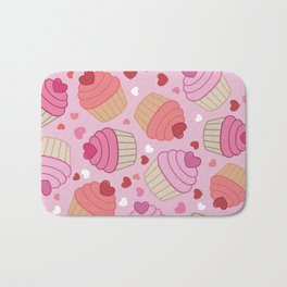 Tossed Valentines Cupcakes On Pink Bath Mat