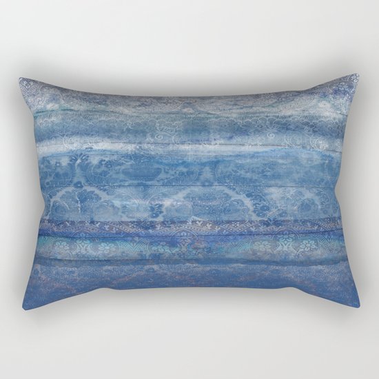 Textural Blue Rectangular Pillow