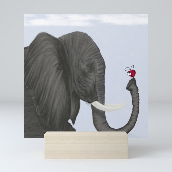 Bertha The Elephant And Her Visitor Mini Art Print