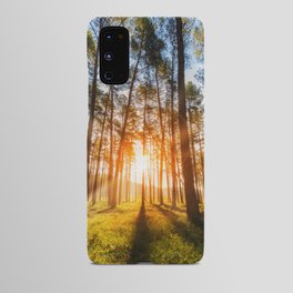 sunset behind trees in forest landscape - nature photography Android Case