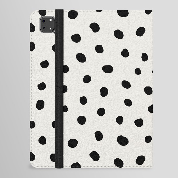 Modern Polka Dots Black on Light Gray iPad Folio Case