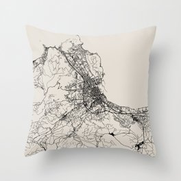 Palermo - Italy | City Map - Black and White Throw Pillow