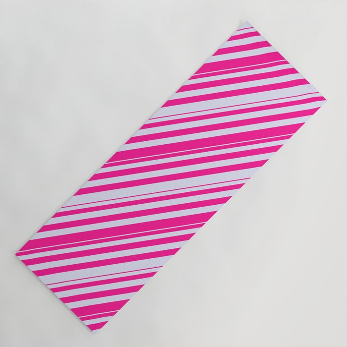 Lavender & Deep Pink Colored Striped Pattern Yoga Mat