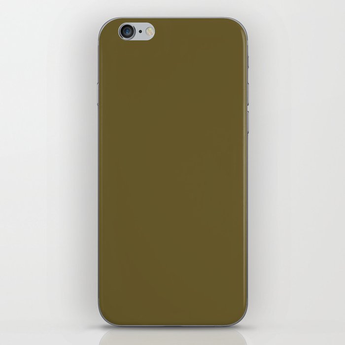 Dark Brown Solid Color Pantone Fir Green 18-0627 TCX Shades of Yellow Hues iPhone Skin
