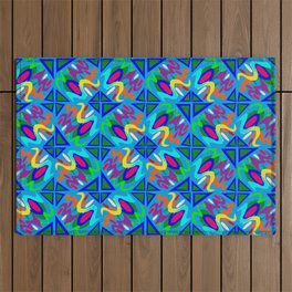 Shapes of Motion Blue Outdoor Rug