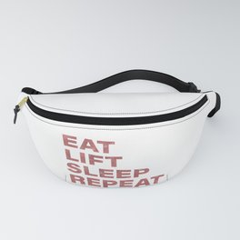 Eat lift sleep repeat vintage rustic red text Fanny Pack