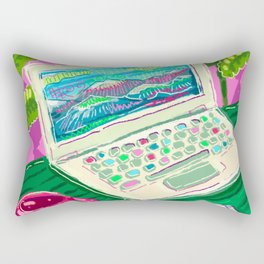 Colorful illustration with laptop and a cup of tea Rectangular Pillow