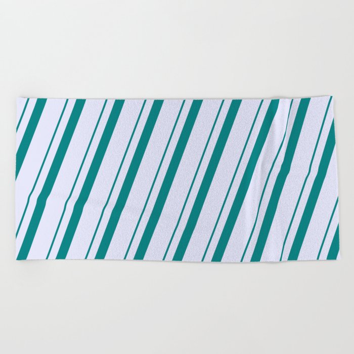 Teal & Lavender Colored Lines/Stripes Pattern Beach Towel