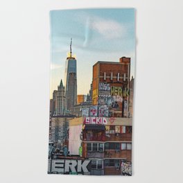 New York City | Colorful Night in NYC Beach Towel