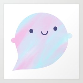 Kawaii Watercolour Ghosts (Unicorn) Art Print | Ghost, Watercolour, Cute, Halloween, Pastel, Repeat, Painting, Rainbow, Spooky, Kawaii 