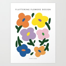 Fluttering flowers design Art Print
