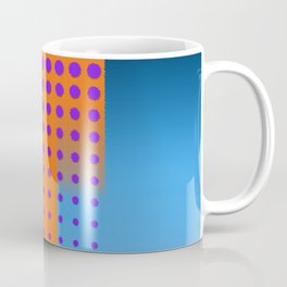 Purple Fuzzy Dots on Orange  with Blue Coffee Mug