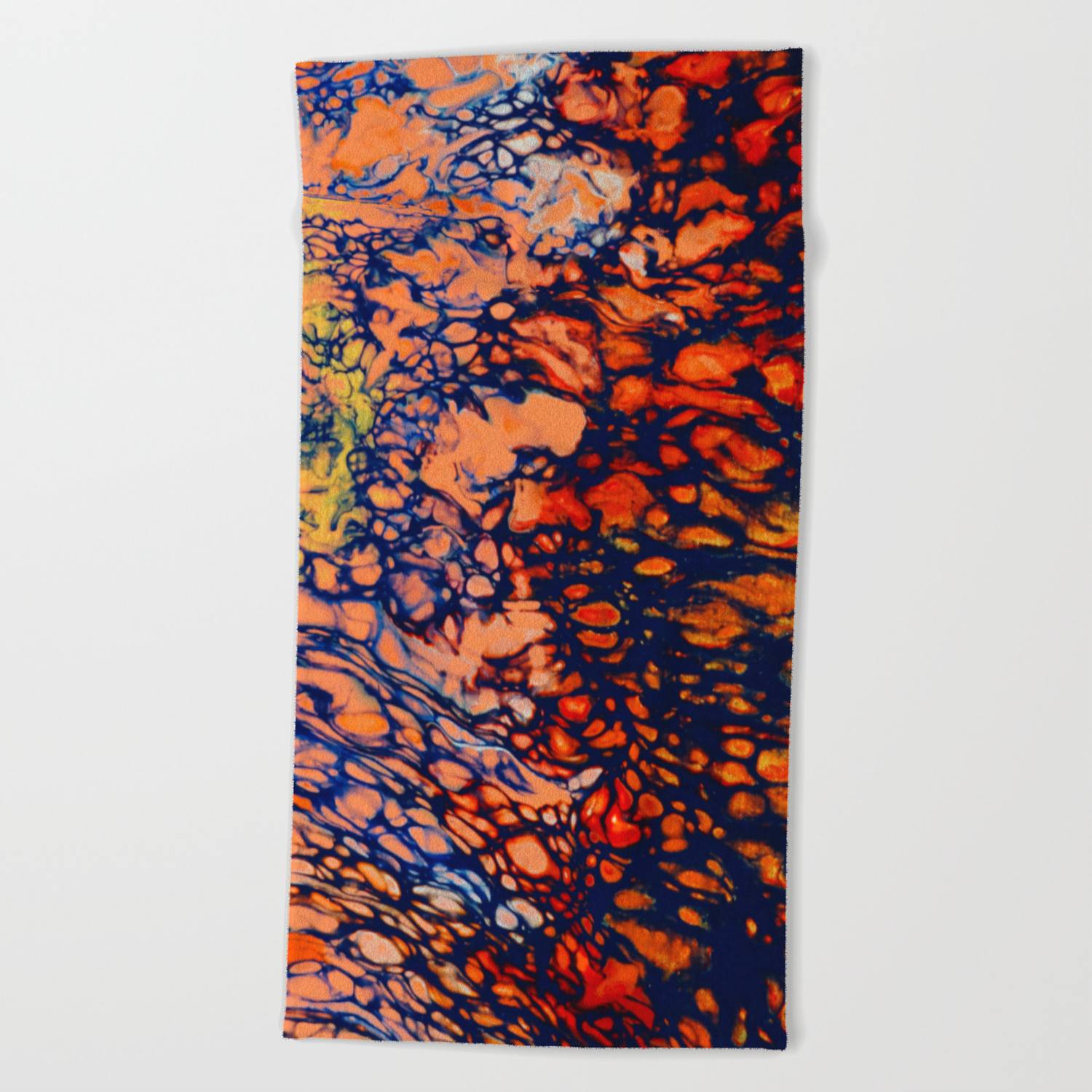 Fire Color Abstract Red Orange Yellow Blue Poured Soul Art
