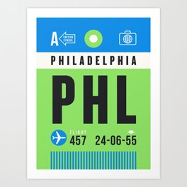 Luggage Tag A - PHL Philadelphia USA Art Print