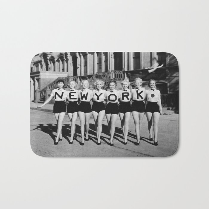 New York Girls in a line, lovely girls on the street - mid century vintage photo Bath Mat