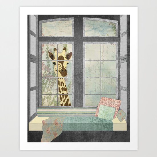Bay Window Giraffe Art Print