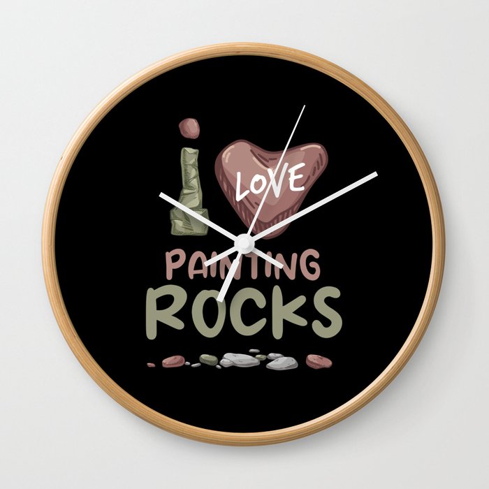 I Love Painting Rocks Stones Wall Clock
