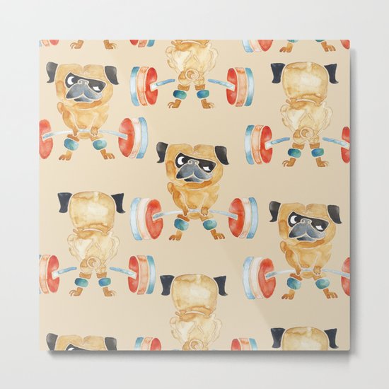 Pug Lift Sweat Metal Print