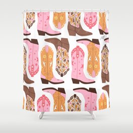 Pink Cowboy Boots  Shower Curtain