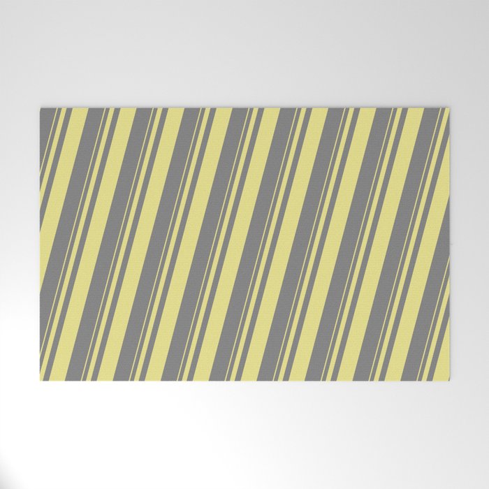 Tan and Gray Colored Lines Pattern Welcome Mat