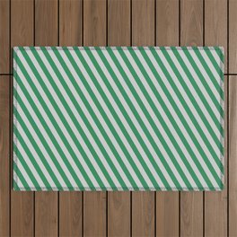 [ Thumbnail: Sea Green and Light Grey Colored Striped Pattern Outdoor Rug ]