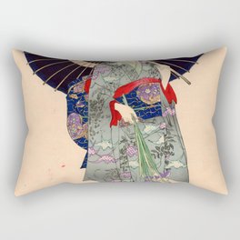 Beauty and Iris Flowers (Toyohara Chikanobu) Rectangular Pillow