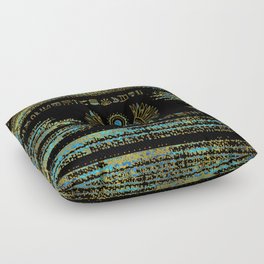 Egyptian Scarab Beetle Gold and blue stained glass Floor Pillow