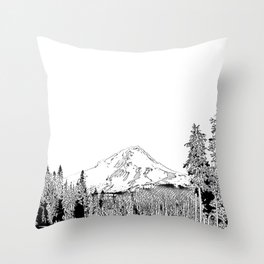 Mount Hood Oregon Black & White Sketch Throw Pillow