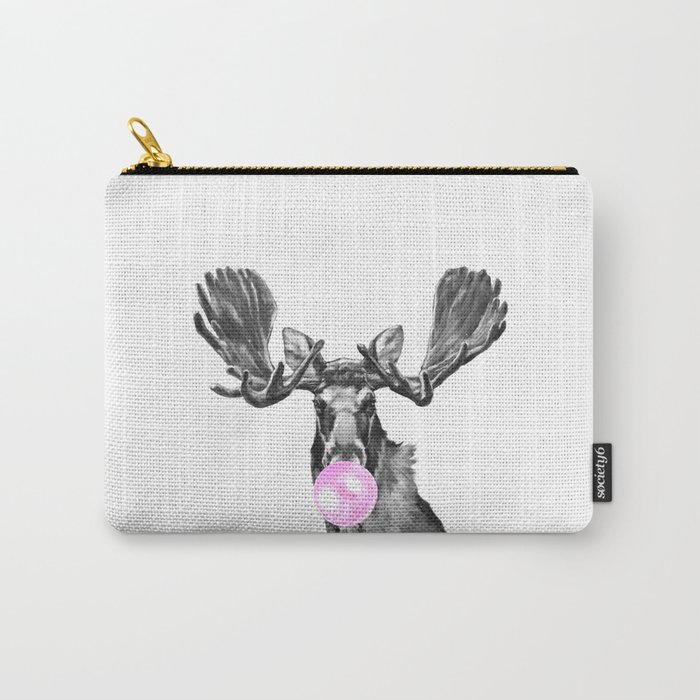 Bubble Gum Moose in Black and White Carry-All Pouch