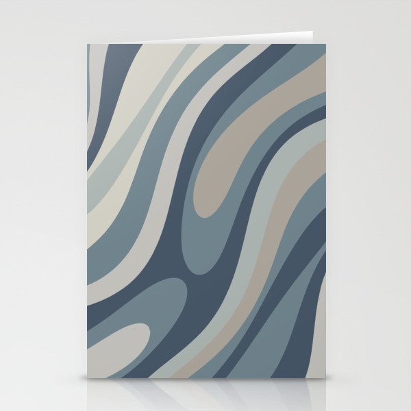 Wavy Loops Abstract Pattern in Neutral Blue Grey Tones Stationery Cards