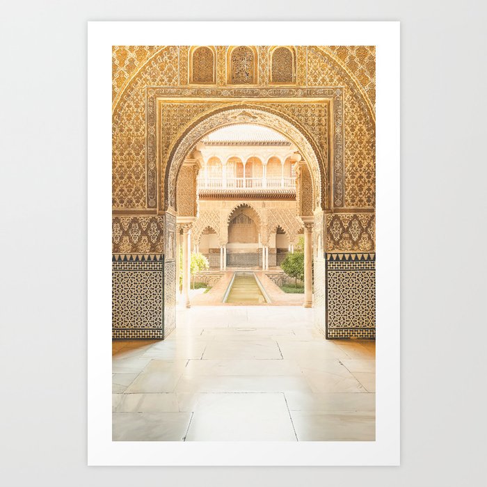 Seville IV [ Andalucia, Spain ] Islamic muslim gold tile door in Real Alcazar or Alhambra in Granada Art Print