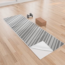 [ Thumbnail: Grey & Light Gray Colored Stripes/Lines Pattern Yoga Towel ]