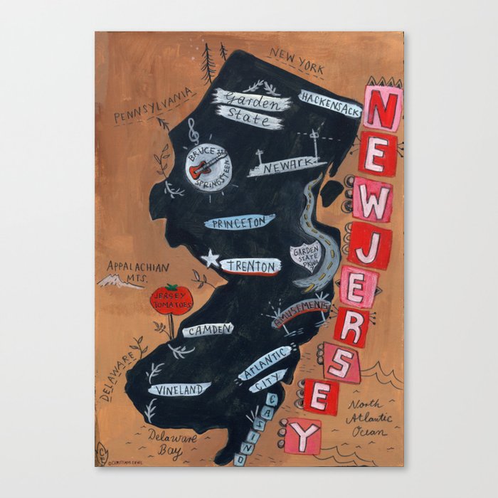 NEW JERSEY map Canvas Print