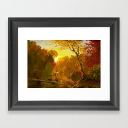 Frederic Edwin Church (American, 1826-1900) - Autumn in North America - 1856 - Luminism (Hudson River School) - Romanticism - Landscape painting - Oil on board - Hi-Res Digitally Remastered Version - Framed Art Print